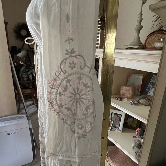 Free people Boho Hippie bell sleeve embroidered hi-lo Ivory Dress xs - Picture 2 of 4